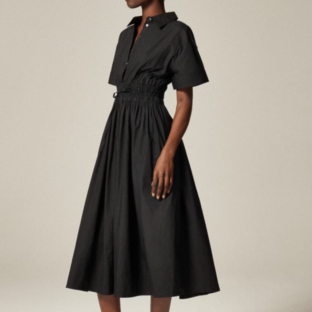J. Crew Black Midi Shirtdress